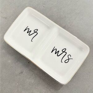 Sweet Water Decor Ceramic Mr & Mrs Jewelry Trinket Dresser Tray Dish